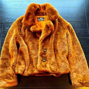Free People women’s coat size large brown furry